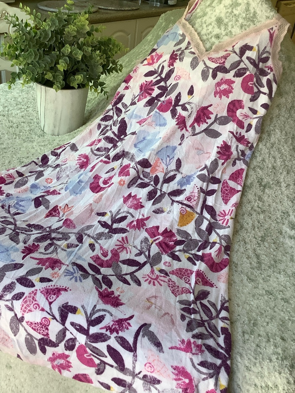 Gilligan & Omalley Tropical Floral Pink & Purple Nightgown Size Small Resale
